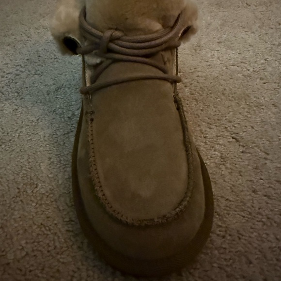 UGG Tan Suede Ankle Boots with Shearling - Picture 5 of 7